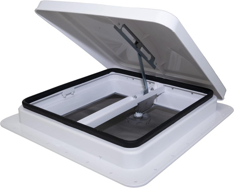 classAcustoms 81111-3G | 14" RV Roof Vent | 3" Garnish Ring | Non Powered | White Lid | Manual Crank | for RV's | Cargo Trailer | Camper and Motorhome (3" Garnish) - Image 3